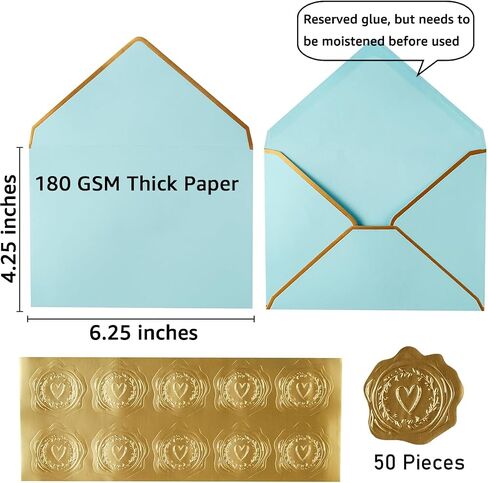 30 Pack Thick 5x7 Envelopes with Gold Border, A7 Thick Paper Greeting Cards Envelopes with Stickers for Invitation (Cream Color, 7.24x5.24 inches) in Saudi Arabia