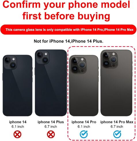 OEM Back Rear Camera Lens Glass Replacement for iPhone 14 Pro and iPhone 14 Pro Max with pre-Installed Adhesive and Reparing Toolkit in Kuwait