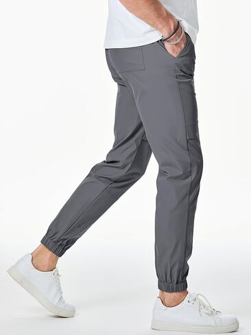 JMIERR Mens Casual Sweatpants Stretch Elastic Waist Drawstring Joggers Slim-fit Pants with Pockets in Kuwait