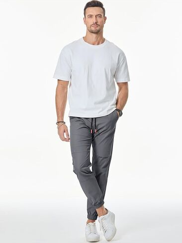 JMIERR Mens Casual Sweatpants Stretch Elastic Waist Drawstring Joggers Slim-fit Pants with Pockets in Kuwait