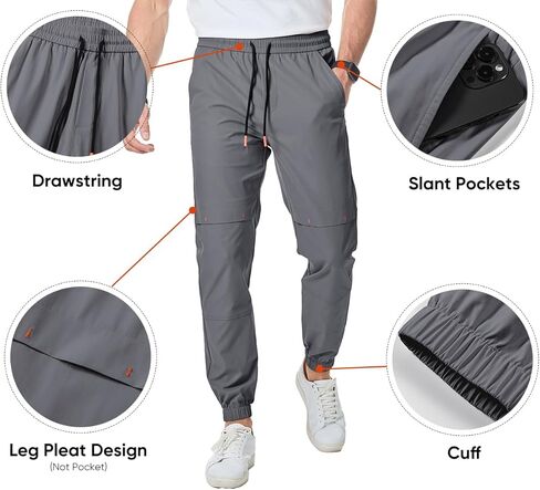 JMIERR Mens Casual Sweatpants Stretch Elastic Waist Drawstring Joggers Slim-fit Pants with Pockets in Kuwait