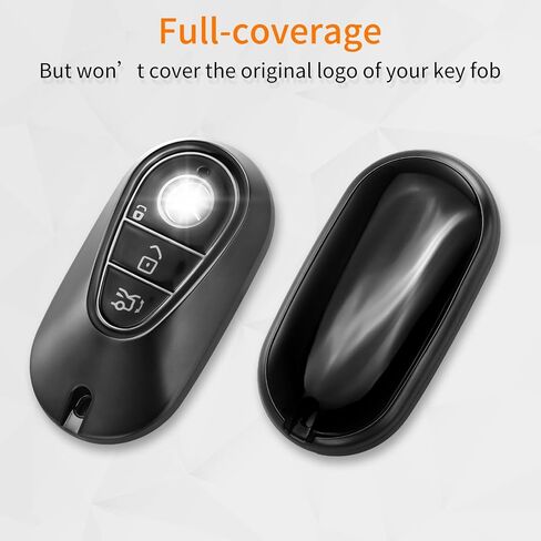 for Mercedes Benz Key fob Cover with Metal Keychain Case Key Shell Protector Compatible with 2020-2024 S-Class G-Class E-Class EQE EQS Accessories Grey in Saudi Arabia