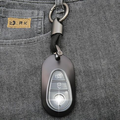 for Mercedes Benz Key fob Cover with Metal Keychain Case Key Shell Protector Compatible with 2020-2024 S-Class G-Class E-Class EQE EQS Accessories Grey in Saudi Arabia