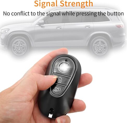 for Mercedes Benz Key fob Cover with Metal Keychain Case Key Shell Protector Compatible with 2020-2024 S-Class G-Class E-Class EQE EQS Accessories Grey in Saudi Arabia