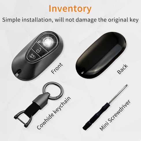 for Mercedes Benz Key fob Cover with Metal Keychain Case Key Shell Protector Compatible with 2020-2024 S-Class G-Class E-Class EQE EQS Accessories Grey in Saudi Arabia