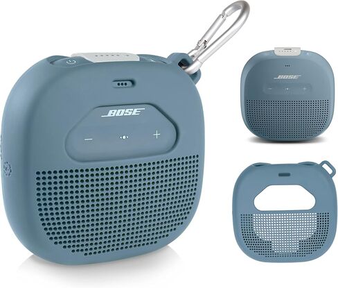 حافظة واقية لمكبر صوت Bose SoundLink Micro Bluetooth من WGear، تصميم مميز مع جيب شبكي للكابل والملحقات الأخرى، حزام مرن لتأمين الجهاز (جراب أزرق حجري) in Saudi Arabia