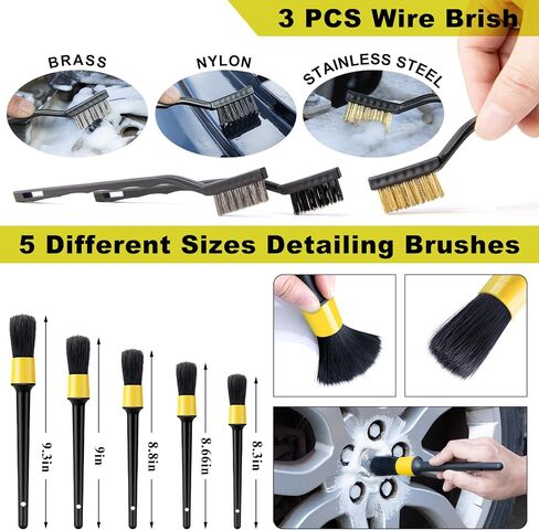 31pcs Car Interior Detailing Kit - Car Cleaning Kit with Car Window Windshield Cleaning Tool, Car Detailing Kit for Cars, Trucks, SUVs, Yellow in Saudi Arabia