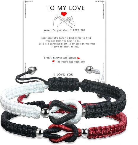 Valentine's Day Gifts For Husband From Wife Love Knot Infinity Couple Braided Bracelets 2PCS Matching Couples Bracelets For Him And Her in Saudi Arabia