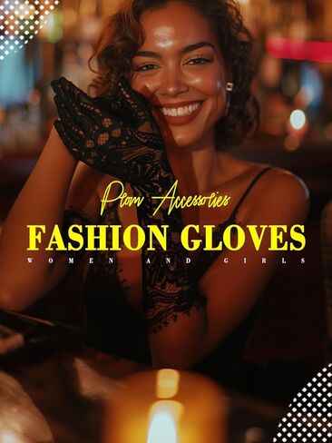 قفازات سوداء لامعة بالترتر من التول أوبرا شفافة، قفازات طويلة الأصابع للحفلات الراقصة للنساء in Kuwait