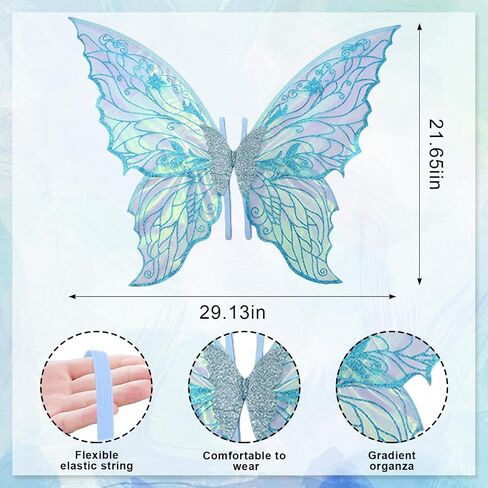Fairy Wings Transparent Fairy Wings Costume for Women, Butterfly Wings Dress Up Accessories in Saudi Arabia