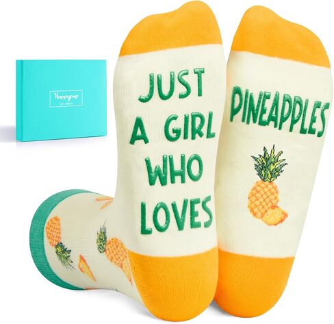 HAPPYPOP Pineapple Gifts for Women and Kids 7-9 Years, Funny Hawaiian Pineapple Socks in Saudi Arabia