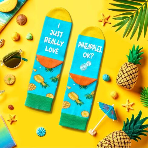 HAPPYPOP Pineapple Gifts for Women and Kids 7-9 Years, Funny Hawaiian Pineapple Socks in Saudi Arabia