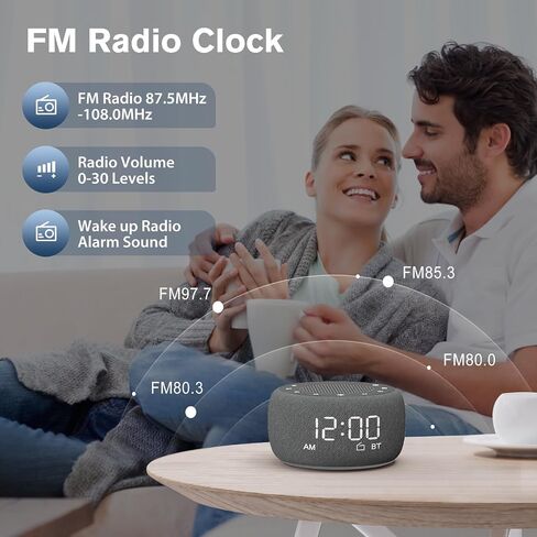 BUFFBEE Bluetooth Speaker Alarm Clock with FM Radio - High Fidelity Sound, Full Range Dimmer, Plugged in Alarm Clock Radio for Bedroom in Saudi Arabia