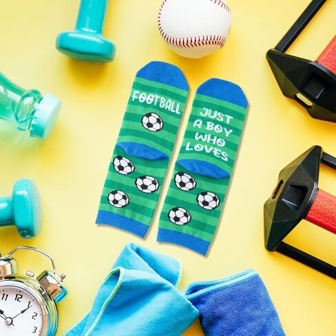 Kids Soccer Socks - Boys Soccer Gifts Socks Birthday Gift for 7-12 Year Old Boy - Gifts For Soccer Lover Players - Soccer Crazy Silly Funny Socks For Boys Kids in Kuwait