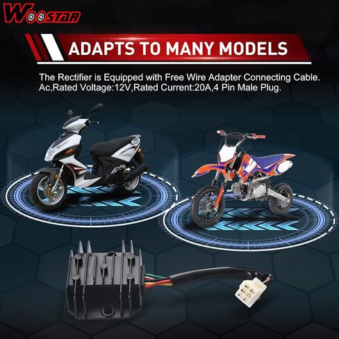 woostar 5 سلك 12 فولت تيار متردد منظم الجهد استبدال المعدل لCG 125cc 200cc 250cc GY6 125cc 150cc 200cc 250cc Taotao Lifan Scooter ATV 4 Wheeler Quad Dirt Pit Bike Go Kart Moped in Saudi Arabia