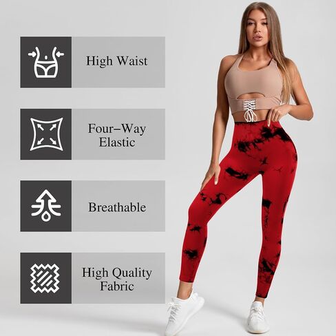 4 Pcs Womens Workout Leggings Tie Dye High Waisted Yoga Pants Seamless Scrunch Butt Lifting Compression Tights in Saudi Arabia