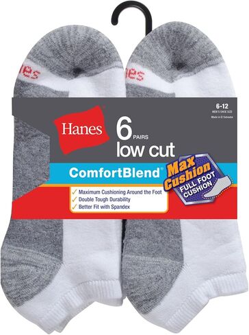 Hanes mens Comfortblend 6-Pack Max Cushion Low Cut Sock in Saudi Arabia