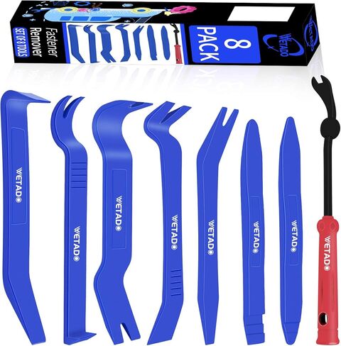 Wetado Trim Removal Tool Kit, Car Door Audio Panel Trim Removal Set Car Upholstery Repair Kit, Fastener Terminal Remover Tool Adhesive Cable Clips Pry Kit Auto Clip Pliers 9PCS (Blue) in Saudi Arabia