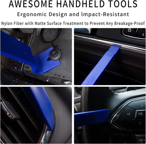 Wetado Trim Removal Tool Kit, Car Door Audio Panel Trim Removal Set Car Upholstery Repair Kit, Fastener Terminal Remover Tool Adhesive Cable Clips Pry Kit Auto Clip Pliers 9PCS (Blue) in Saudi Arabia