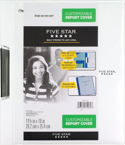 Five Star Report Cover, Customizable, 10" x 11-1/2", Color Selected for You (34060) in Saudi Arabia