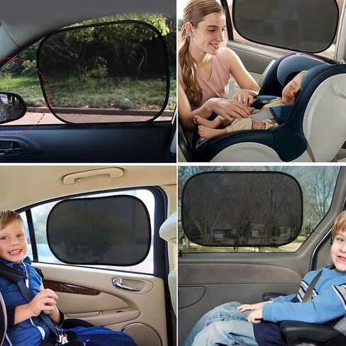 مظلة شمس للسيارة كبيرة النمل - 4 عبوات من مظلات نافذة السيارة للأطفال، 80 جرامًا لكل متر مربع من ظلال الشمس للسيارة تحجب أكثر من 99% من الأشعة فوق البنفسجية الضارة لحماية الركاب من الحرارة والحفاظ على برودة سيارتك - سهلة التركيب in Kuwait