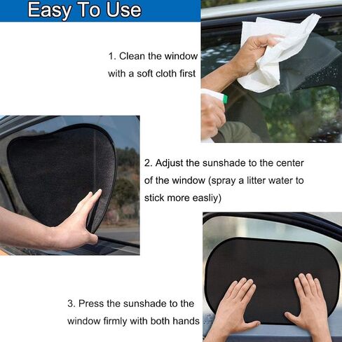 مظلة شمس للسيارة كبيرة النمل - 4 عبوات من مظلات نافذة السيارة للأطفال، 80 جرامًا لكل متر مربع من ظلال الشمس للسيارة تحجب أكثر من 99% من الأشعة فوق البنفسجية الضارة لحماية الركاب من الحرارة والحفاظ على برودة سيارتك - سهلة التركيب in Kuwait