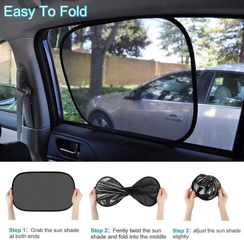 مظلة شمس للسيارة كبيرة النمل - 4 عبوات من مظلات نافذة السيارة للأطفال، 80 جرامًا لكل متر مربع من ظلال الشمس للسيارة تحجب أكثر من 99% من الأشعة فوق البنفسجية الضارة لحماية الركاب من الحرارة والحفاظ على برودة سيارتك - سهلة التركيب in Kuwait