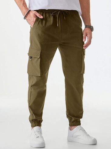 JMIERR Mens Cargo Pants Casual Lightweight Elastic Waist Drawstring Tapered Pant with Pockets in Saudi Arabia