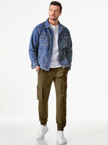 JMIERR Mens Cargo Pants Casual Lightweight Elastic Waist Drawstring Tapered Pant with Pockets in Saudi Arabia