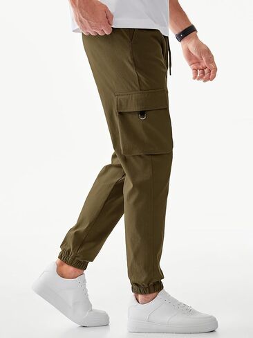 JMIERR Mens Cargo Pants Casual Lightweight Elastic Waist Drawstring Tapered Pant with Pockets in Saudi Arabia