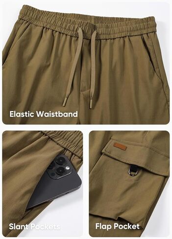 JMIERR Mens Cargo Pants Casual Lightweight Elastic Waist Drawstring Tapered Pant with Pockets in Saudi Arabia