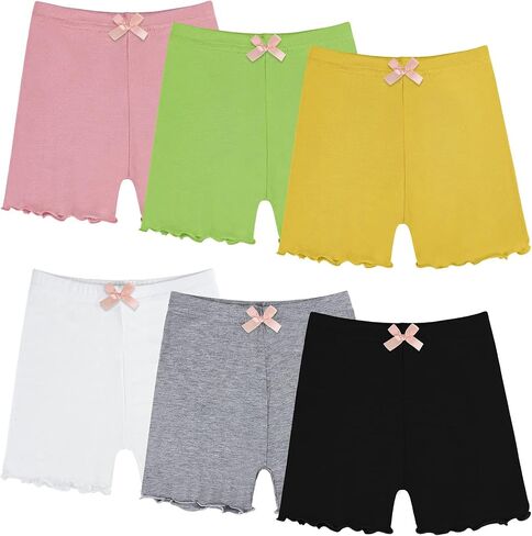 Ruisita 6 Packs Toddler and Girls Ruffled Shorts Kids Bike Cartwheel Shorts Under Dress Dance Short in Saudi Arabia