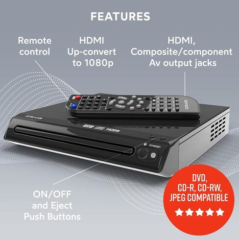 Craig Compact DVD/JPEG/CD-R/CD-RW/CD Player with Remote (CVD512a), Single in Saudi Arabia