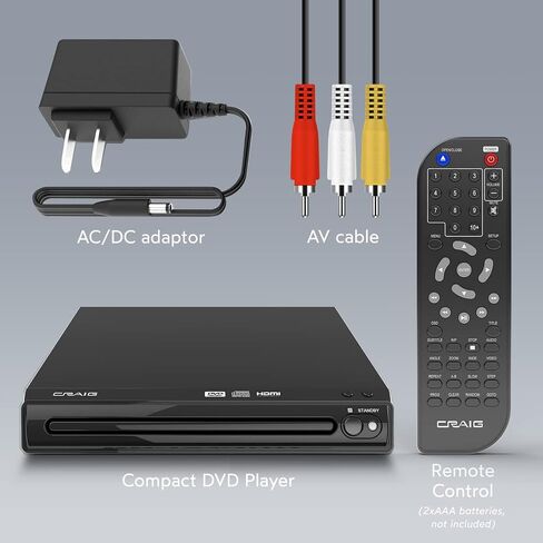 Craig Compact DVD/JPEG/CD-R/CD-RW/CD Player with Remote (CVD512a), Single in Saudi Arabia