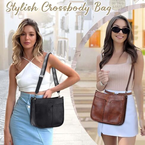 Chase Chic Crossbody Bags for Women, Vegan Leather Hobo Handbags Trendy Ladies Shoulder Bag Purse with 2 Adjustable Straps in Saudi Arabia