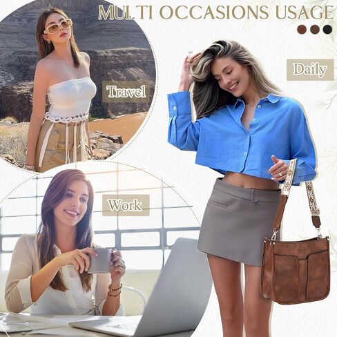 Chase Chic Crossbody Bags for Women, Vegan Leather Hobo Handbags Trendy Ladies Shoulder Bag Purse with 2 Adjustable Straps in Saudi Arabia