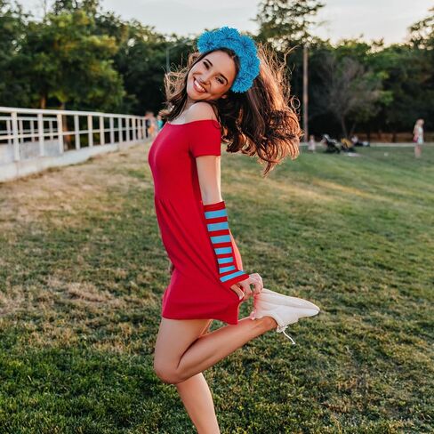 2PCS Blue Fuzzy Headband Fluffy Yarn Hairband Pom Pom Headwear Kids Adult Halloween Party Costume Accessories in Saudi Arabia