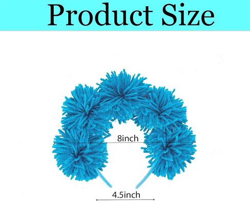2PCS Blue Fuzzy Headband Fluffy Yarn Hairband Pom Pom Headwear Kids Adult Halloween Party Costume Accessories in Saudi Arabia