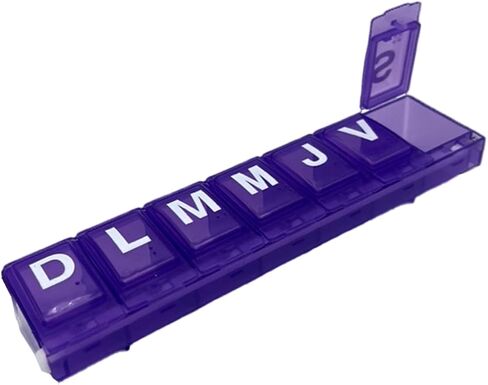 EZY DOSE Weekly Pill Organizer, Medicine Box, and Vitamin Planner, Travel Pill Planner, 7-Sided, Color May Vary, Spanish Imprints in Saudi Arabia