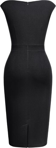 AISIZE Women's Retro V-Neck Ruffle Cap Sleeve Cocktail Business Dress in Saudi Arabia
