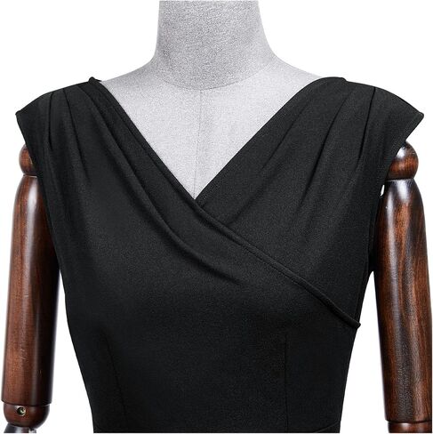 AISIZE Women's Retro V-Neck Ruffle Cap Sleeve Cocktail Business Dress in Saudi Arabia