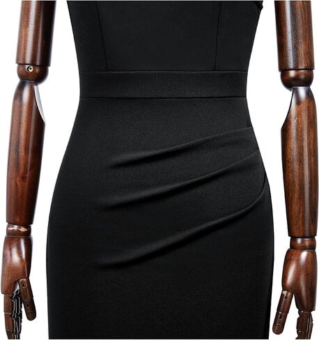 AISIZE Women's Retro V-Neck Ruffle Cap Sleeve Cocktail Business Dress in Saudi Arabia