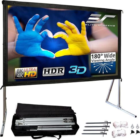 Elite Screens 120-INCH Projector Screen|Outdoor Indoor Movie Screens|16:9 Freestanding Portable Foldable ProjectionStand|Home Theater, OMS120H2 in Kuwait