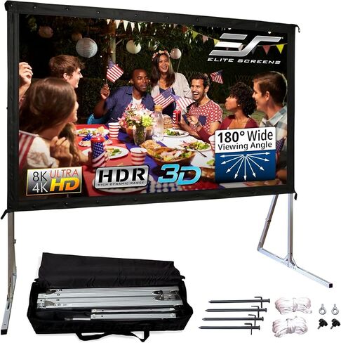 Elite Screens 120-INCH Projector Screen|Outdoor Indoor Movie Screens|16:9 Freestanding Portable Foldable ProjectionStand|Home Theater, OMS120H2 in Kuwait