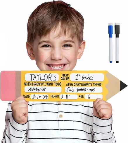 First and Last Day of School Board, 16.5 x 4 Inch Double Sided Wooden Chalkboard with 2 chalk,1st Day of Kindergarten Preschool Chalkboard Photo Prop - Back to School Gifts for Kids Girls Boys in Saudi Arabia