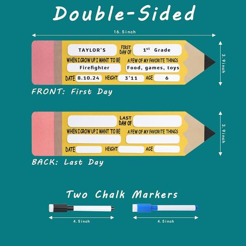 First and Last Day of School Board, 16.5 x 4 Inch Double Sided Wooden Chalkboard with 2 chalk,1st Day of Kindergarten Preschool Chalkboard Photo Prop - Back to School Gifts for Kids Girls Boys in Saudi Arabia