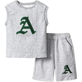 Verdusa Boy's Letter Print Tank Top and Shorts Tracksuit Sets 2 Piece Outfits