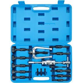 16pcs Blind Hole Collet Bearing Race and Seal Puller Extractor Kit, Blind Inner Bearing Puller, Hole Remover Extractor Set, Slide Hammer Puller Tool Set (Blue)