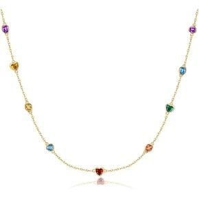 14k الذهب الأصفر جوهرة محطة قلادة محطة الأحجار الكريمة القلائد Soild الذهب Mulit حجر ملون مجوهرات للنساء صديقة الإناث in Kuwait