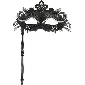 Masquerade Mask with Stick Venetian Mask Mardi Gras Decorations Mask Halloween Carnival Costume Mask for Women